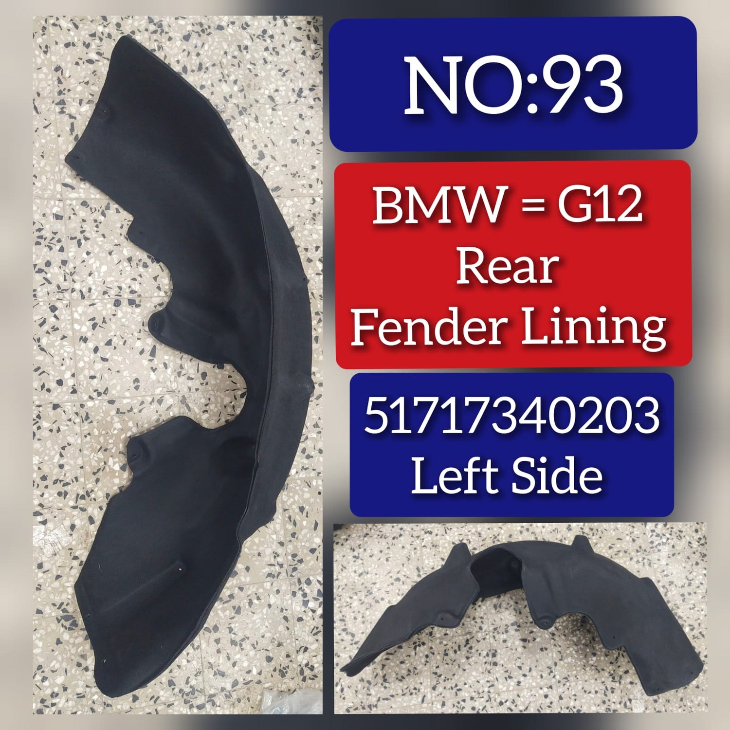 Rear Left Fender Liner 51717340203 Compatible With BMW 7 Series G11 G12 Tag-FE-93
