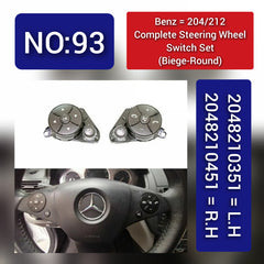 Mercedes-Benz C-CLASS 204/ E-CLASS 212 Complete Steering Wheel Switch Set Beige-Round for W204 and W212 Models - Left Hand 2048210351  and Right Hand 2048210451 Options Available Tag-SW-93