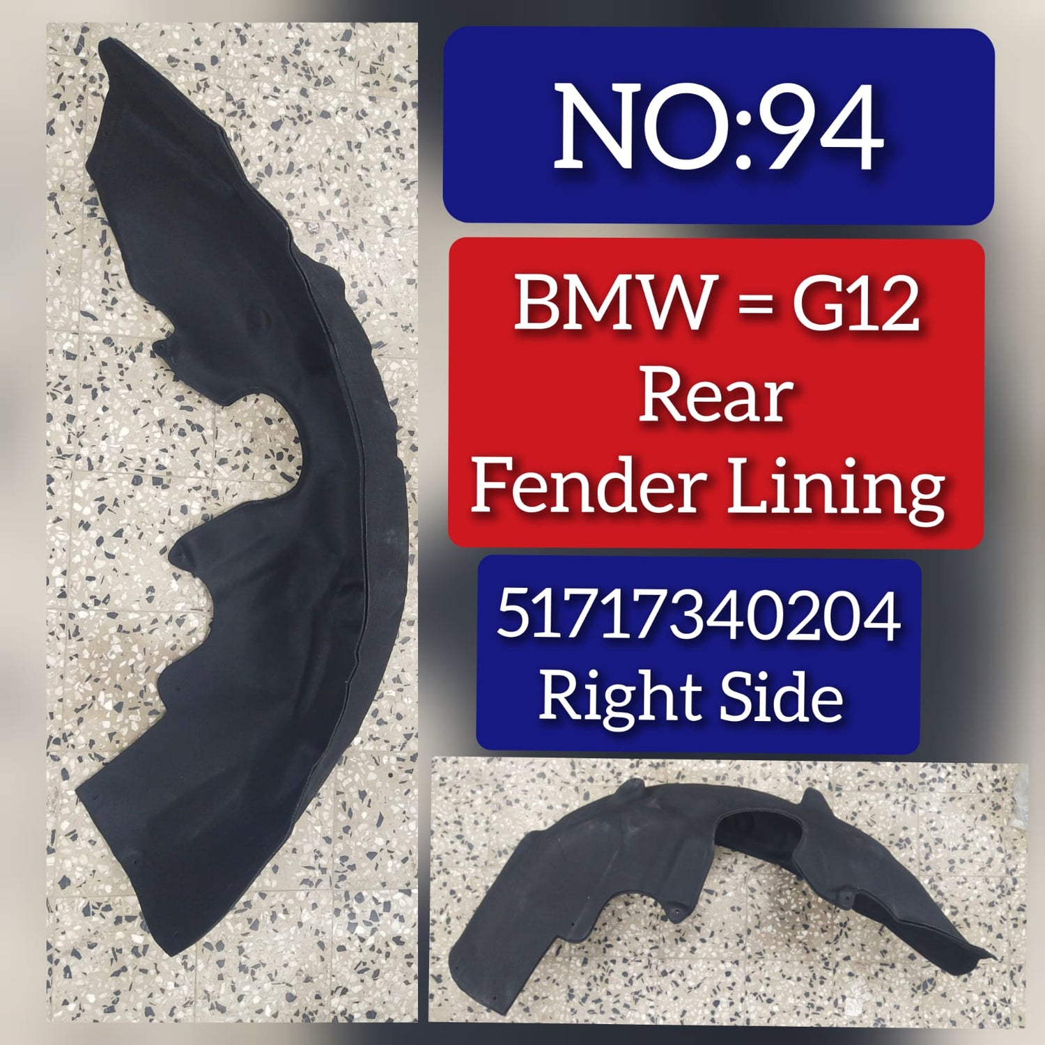Rear Right Fender Liner 51717340204 Compatible With BMW 7 Series G11 G12 Tag-FE-94