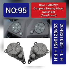 Mercedes-Benz C-CLASS W204/E-CLASS W212 Complete Steering Wheel Switch Set (Grey-Round) for W204 and W214 Models - Left Hand 2048210351 and Right Hand 2048210451 Options Available Tag-SW-95