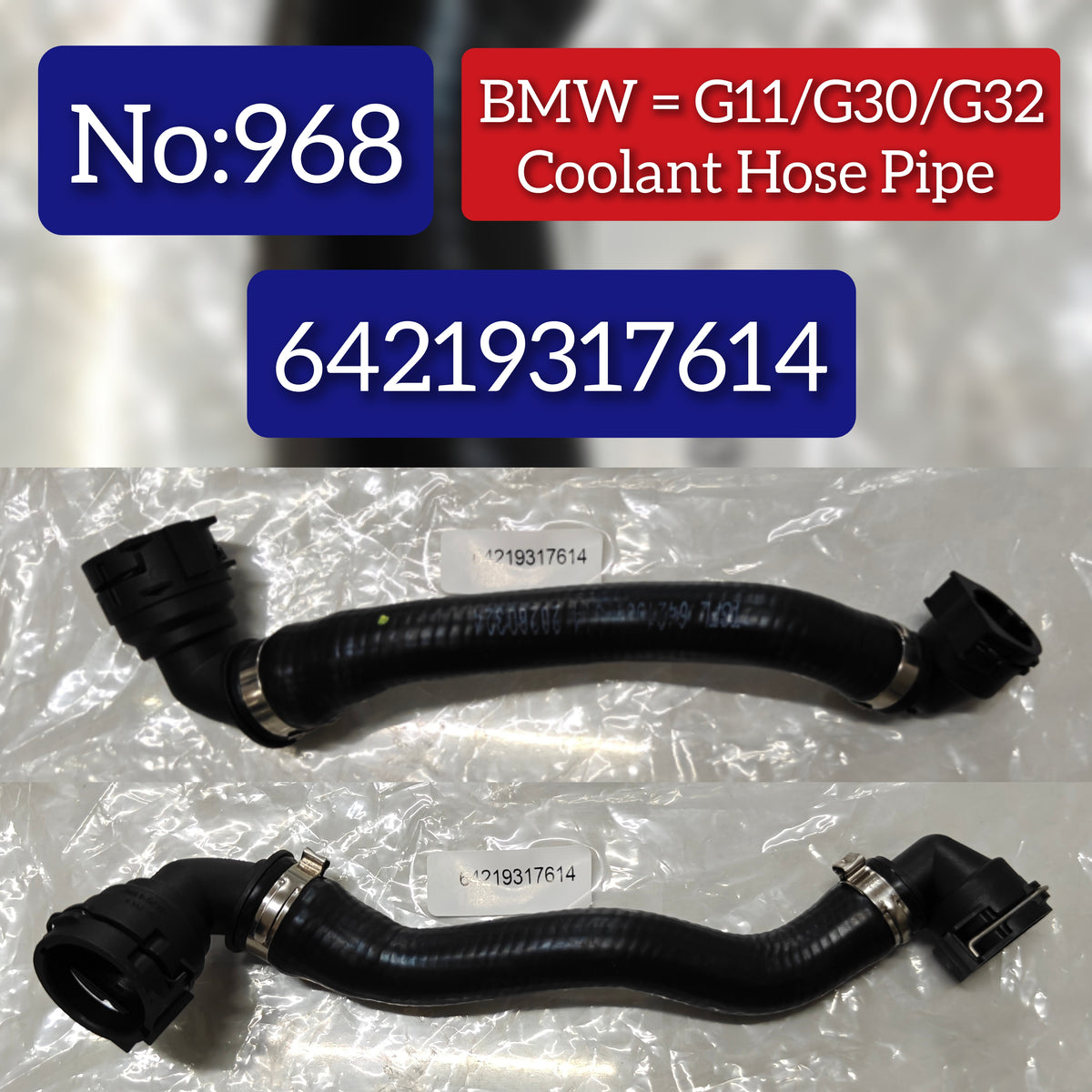 Coolant Hose Pipe 64219308346 64219317614 Compatible With BMW G30 G38 G11 G12 G32 Tag No.968