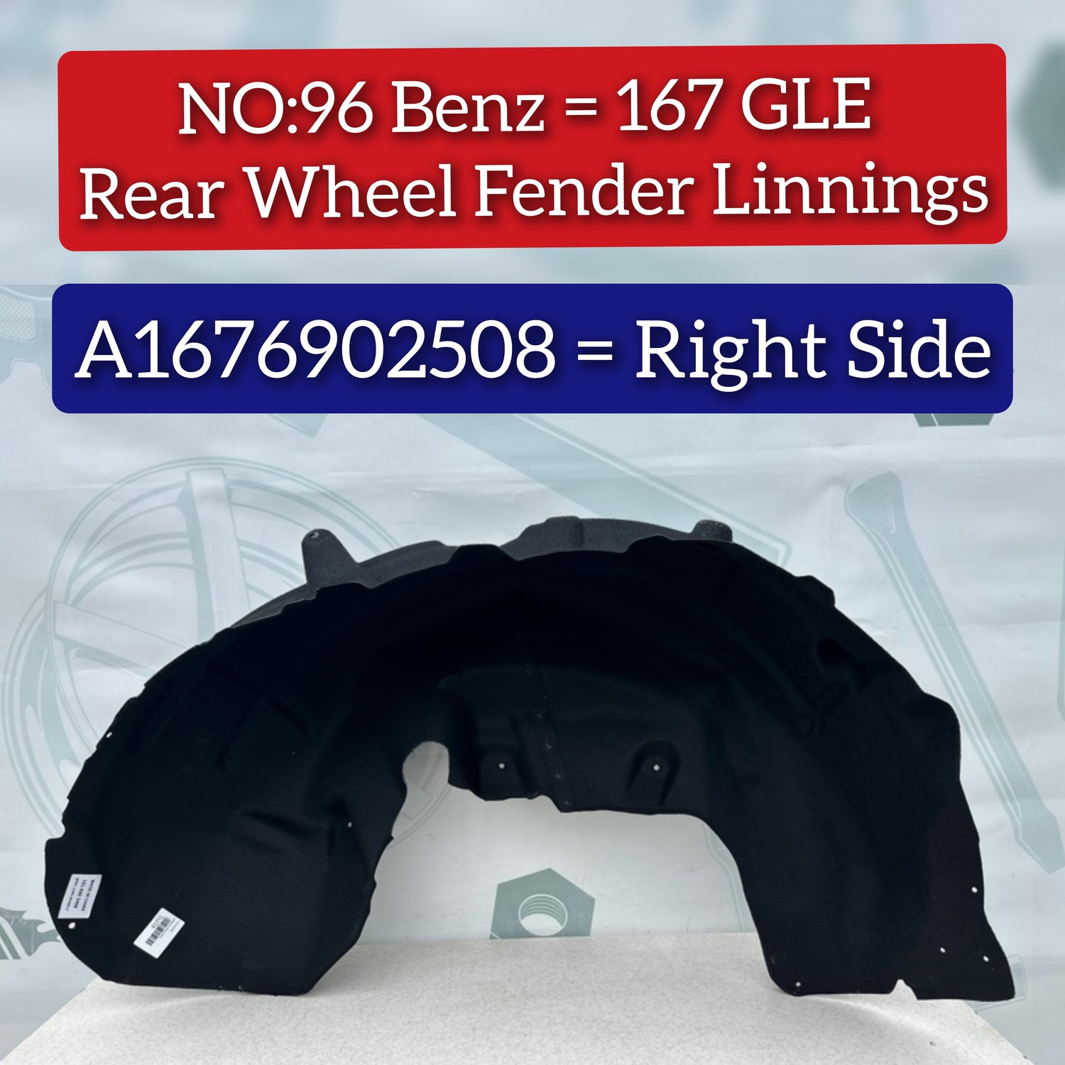 Rear Right Fender Liner 1676902508 A1676902508 Compatible With Mercedes-Benz GLE-Class W167 Tag No.96