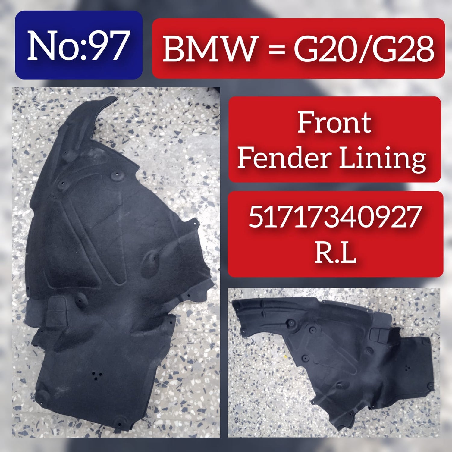 Rear Left  Fender Liner 51717340927 Compatible With BMW 3  Series  G20, G80, G28 Tag-FE-97