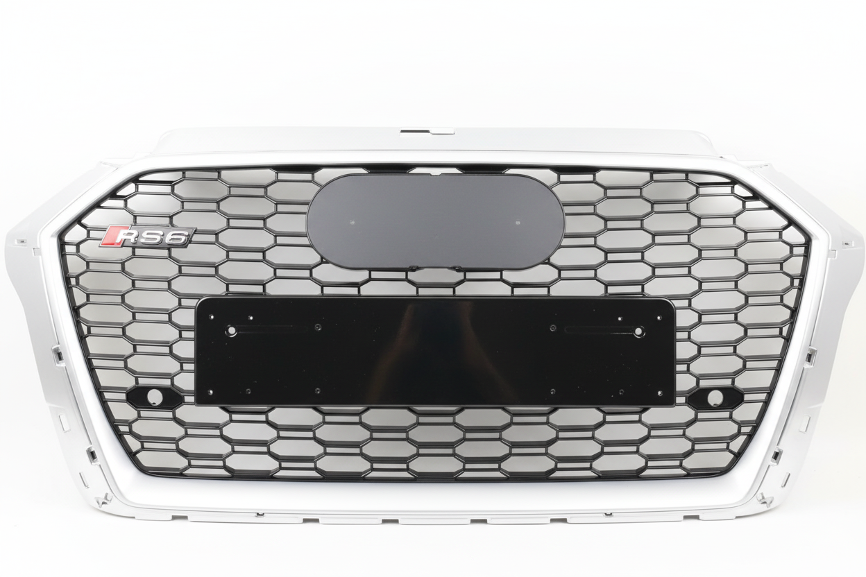 Show Grill Compatible With Audi A3(2017-2020) RS3 Silver Chrome (2 Lines) Tag No.97