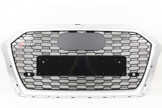 Show Grill Compatible With Audi A3(2017-2020) RS3 Silver Chrome (2 Lines) Tag No.97