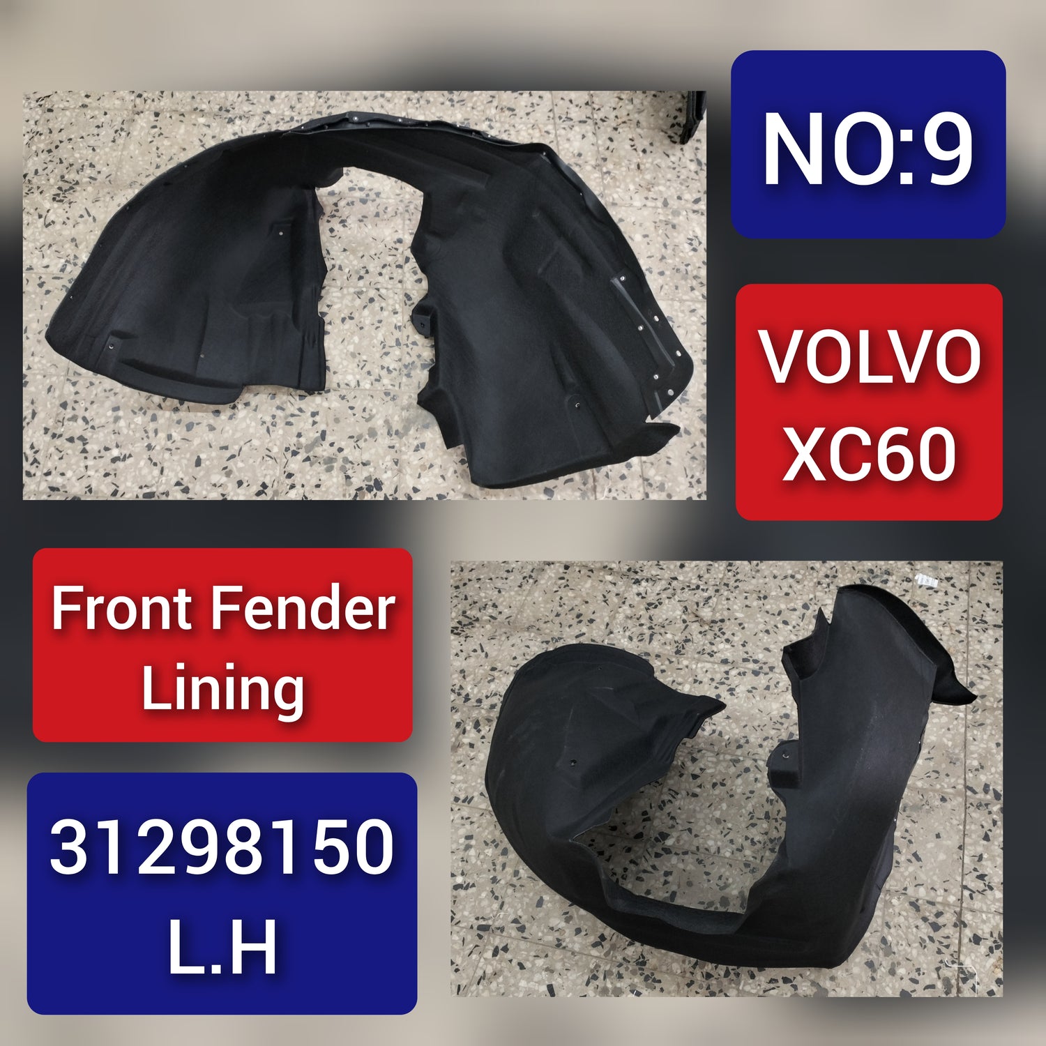 Front Left Fender Liner Left 31298150 31365010 Compatible With VOLVO XC60 (2009-2017) Tag-FEV-09