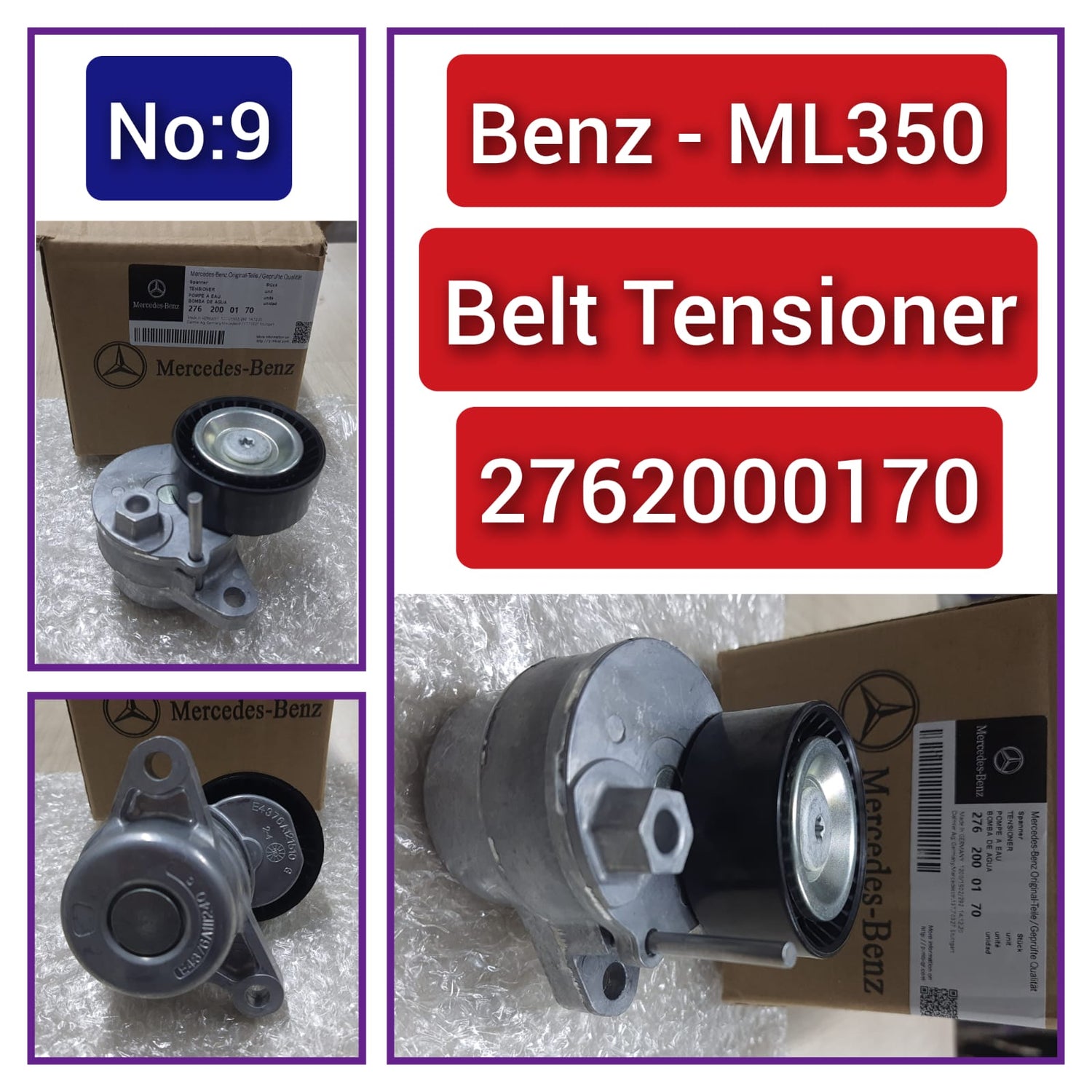 Belt Tensioner With Pulley A2762000370  2762000170 Compatible MERCEDES-BENZ C-CLASS (W205) & GLE (W166) & GLS (X166) & GLC (X253) & CLS (C218) Tag no : 9