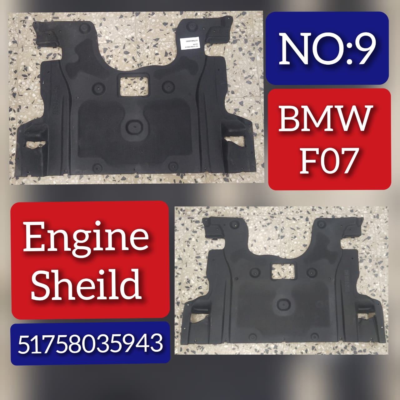 ENGINE COMPARTMENT SPLASH SHIELD 51758035943 Compatible with BMW 5 Series F07 Tag No.9