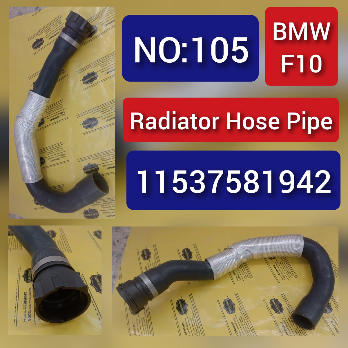 Radiator Hose Pipe 11537581942 Compatible With BMW 5 Series F10 Tag-H-105