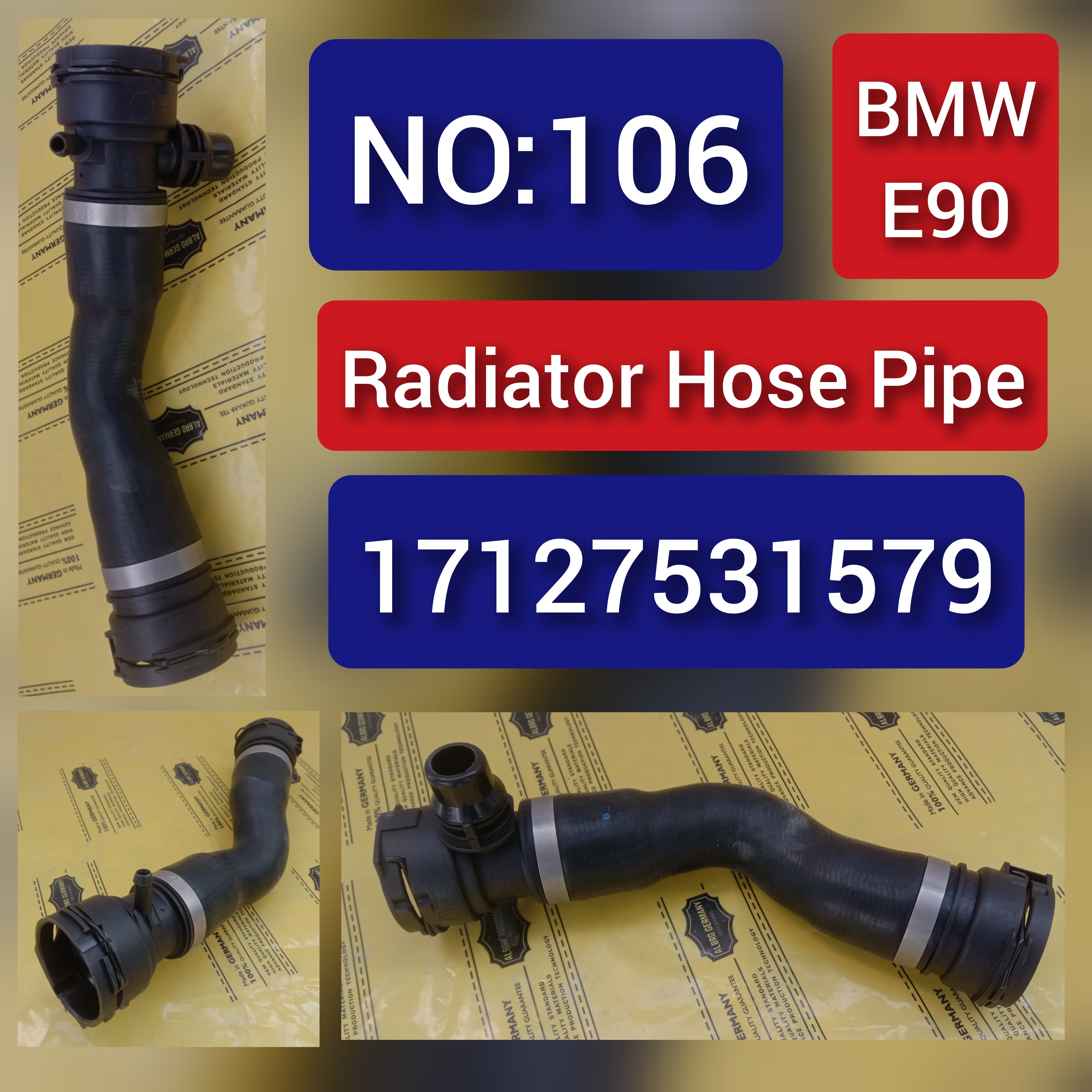 Radiator Hose Pipe 17127531579 For BMW 3 Series E90 Tag-H-106