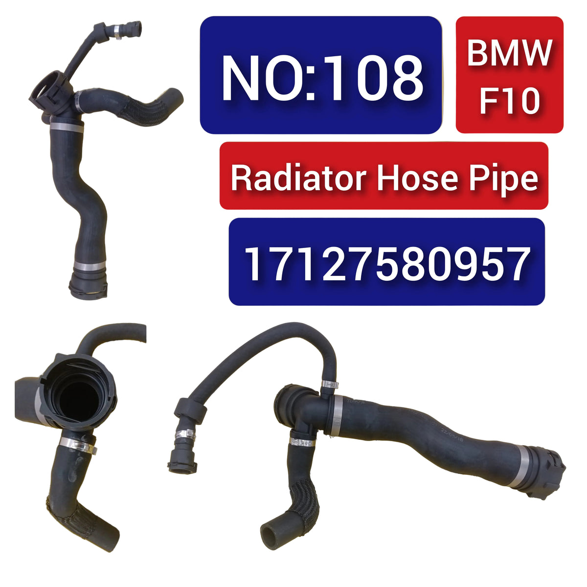 Radiator Hose Pipe 17127580957 Compatible With BMW 5 Series F10 & 7 Series F01 F02 Tag-H-108