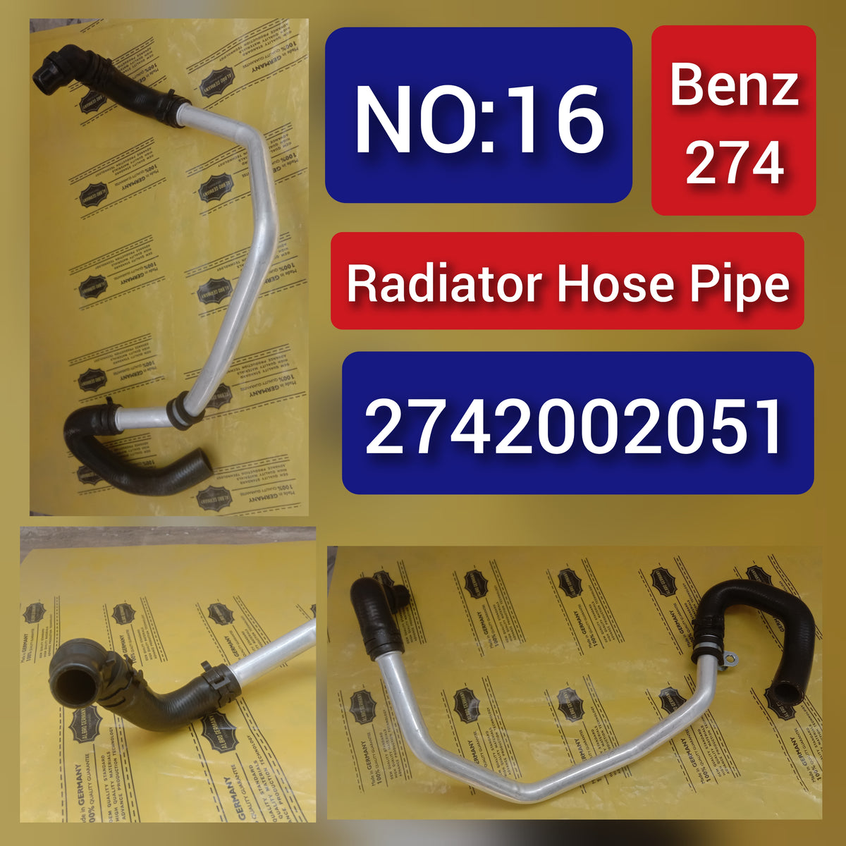 Radiator Hose Pipe 2742002051 Compatible With MERCEDES-BENZ C-CLASS W205 & E-CLASS W212 W213 Tag-H-16