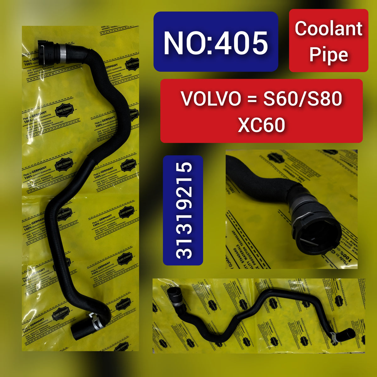 Coolant Hose Pipe 31319215  For Volvo S60 S80 Tag-H-405
