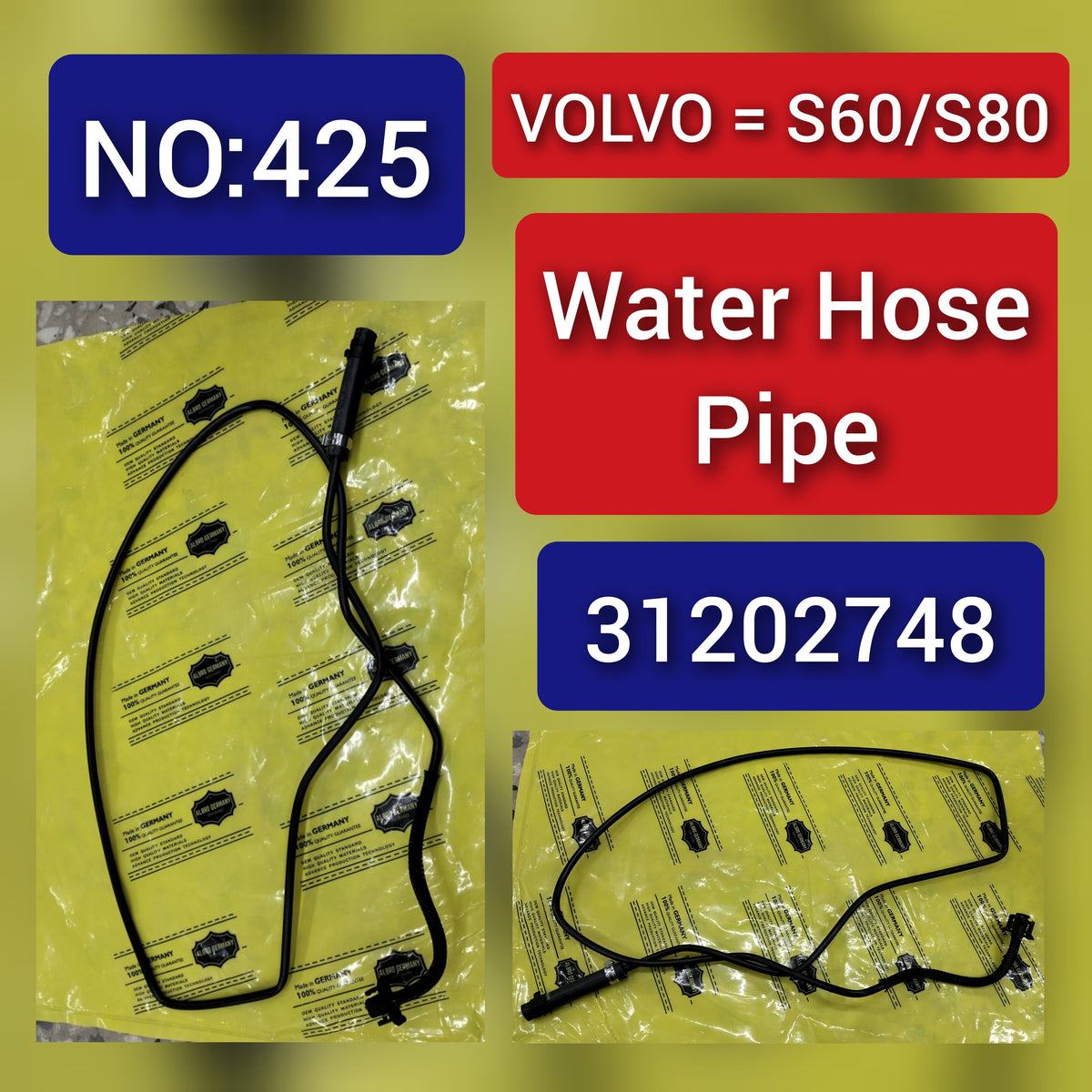 Water Hose Pipe 31202748 For  Volvo S80 S60  Tag-H-425