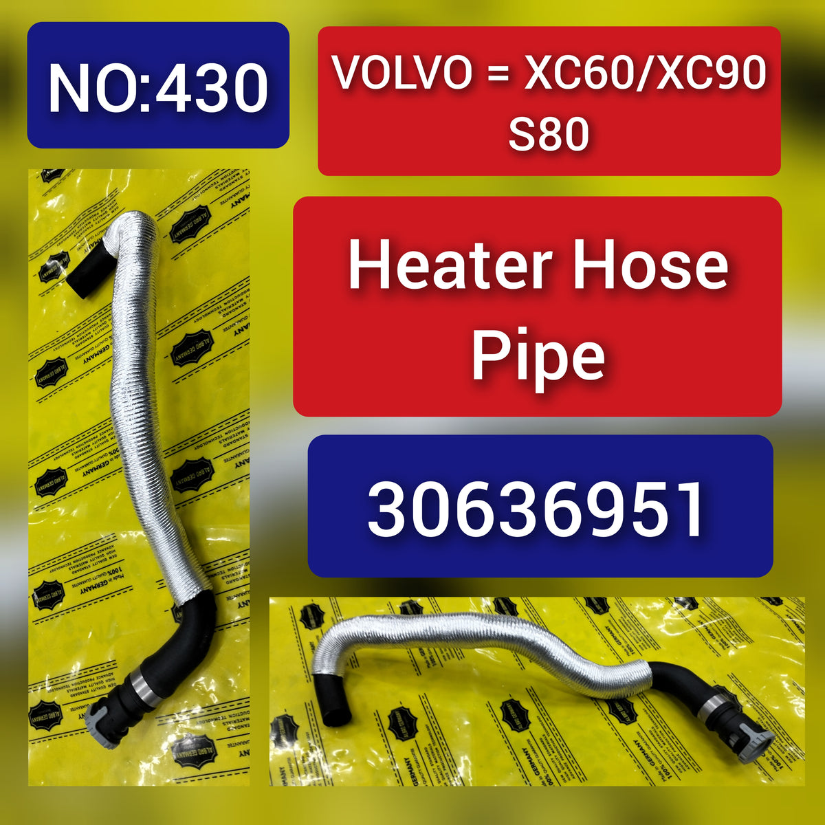 Heater Hose Pipe 30636951 For Volvo S80 S60 Tag-H-430