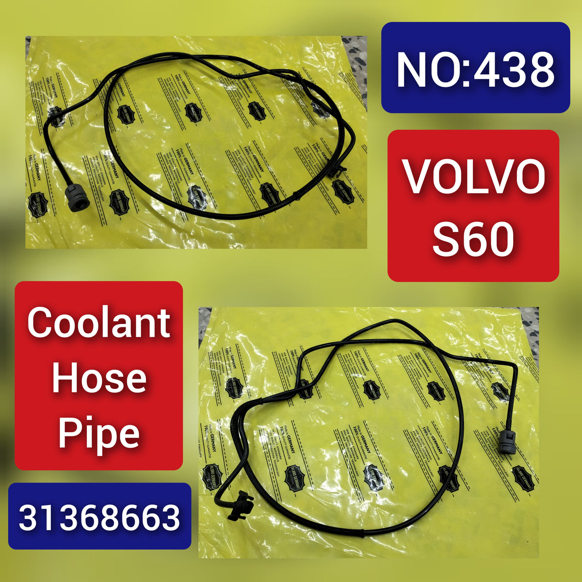 Coolant Hose Pipe 31368663 Compatible With Volvo S60 XC60 Tag-H-438