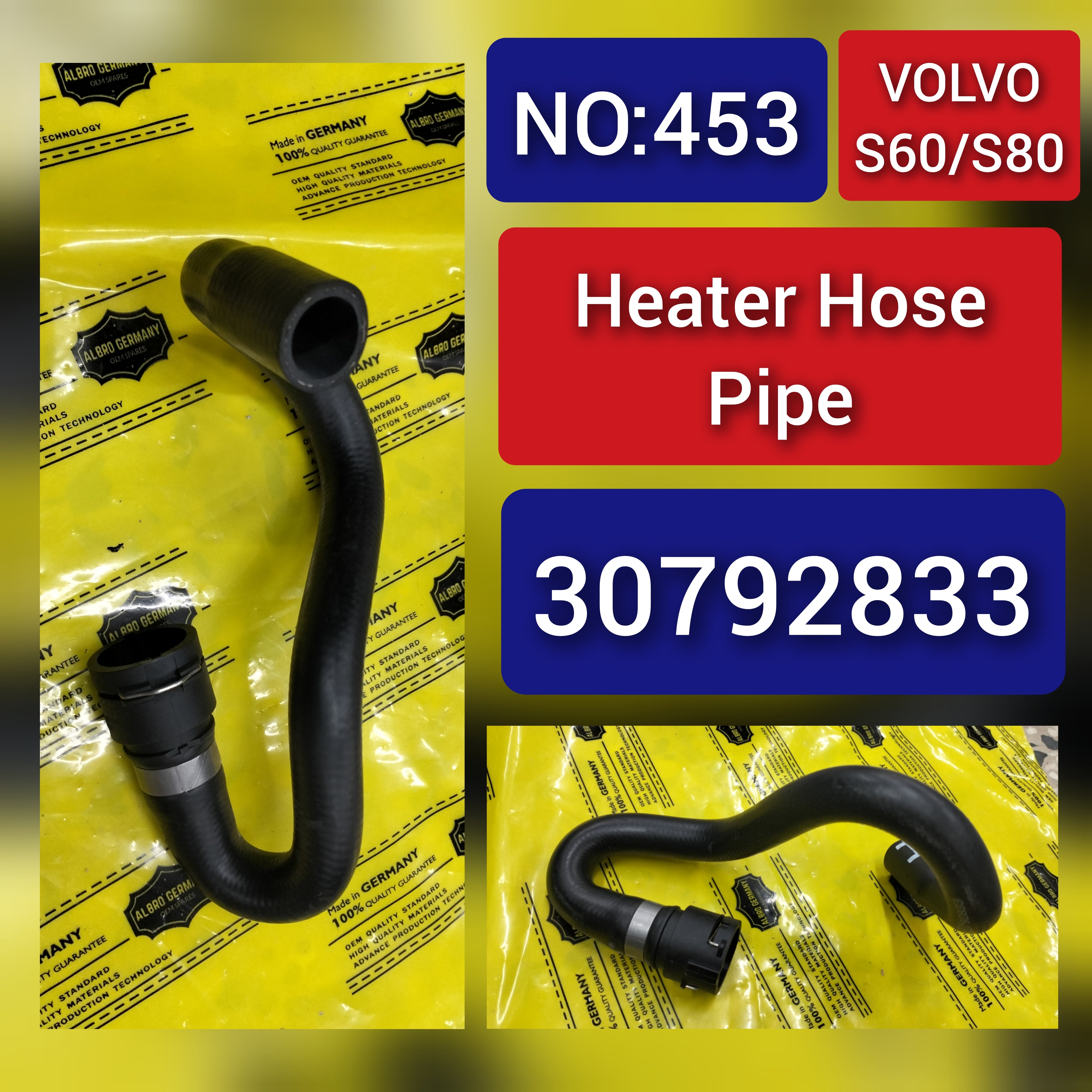 Heater Hose Pipe 30792833 For VOLVO S60 Tag-H-453