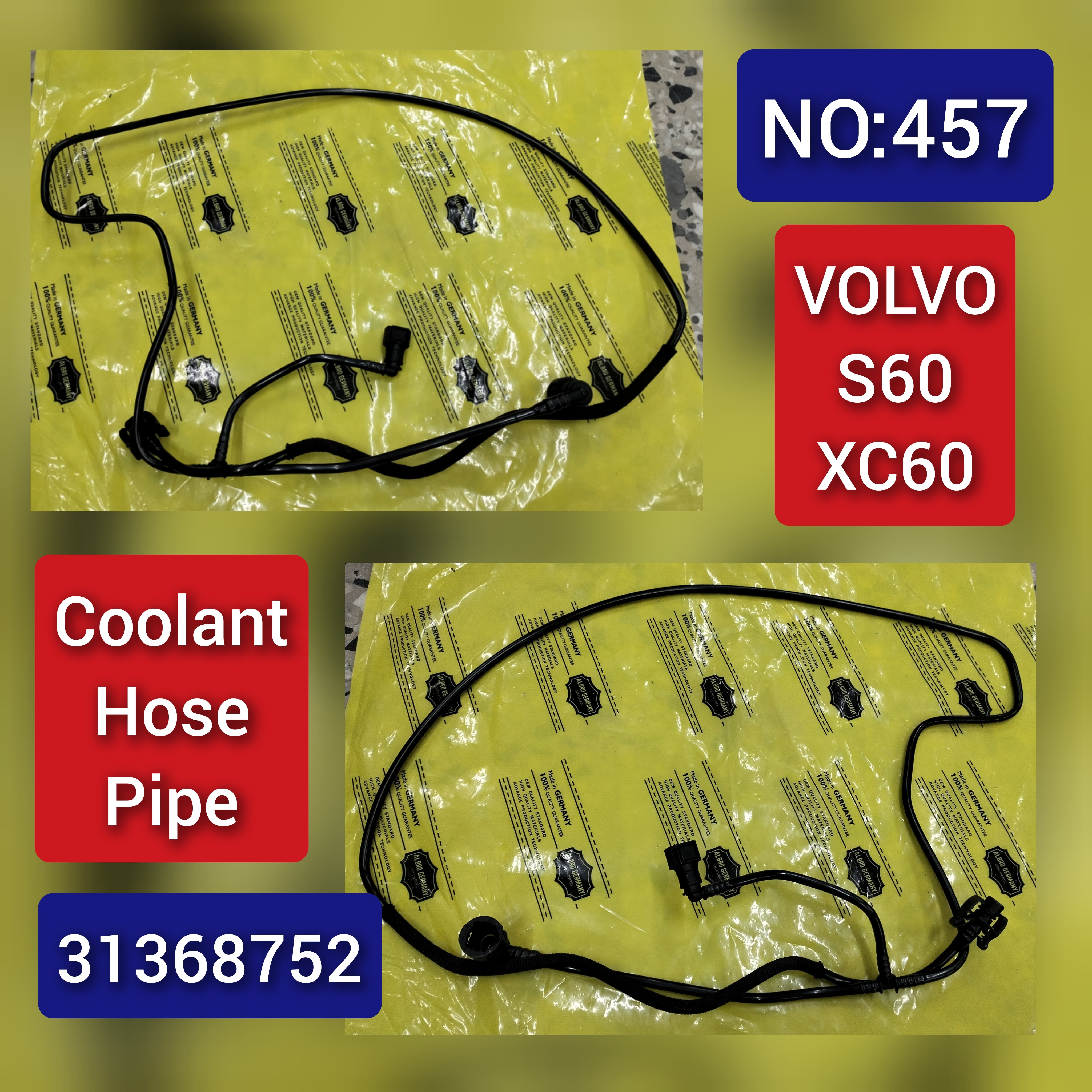 Coolant Hose Pipe 31368752 For Volvo S60 S80 Tag-H-457