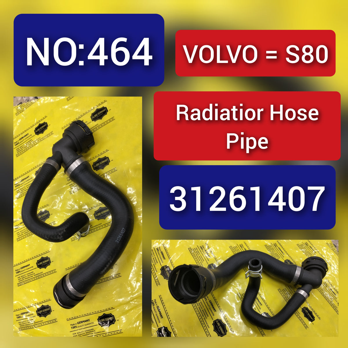 Radiator Hose Pipe 31261407 30745334 For Volvo S80 XC60 Tag-H-464
