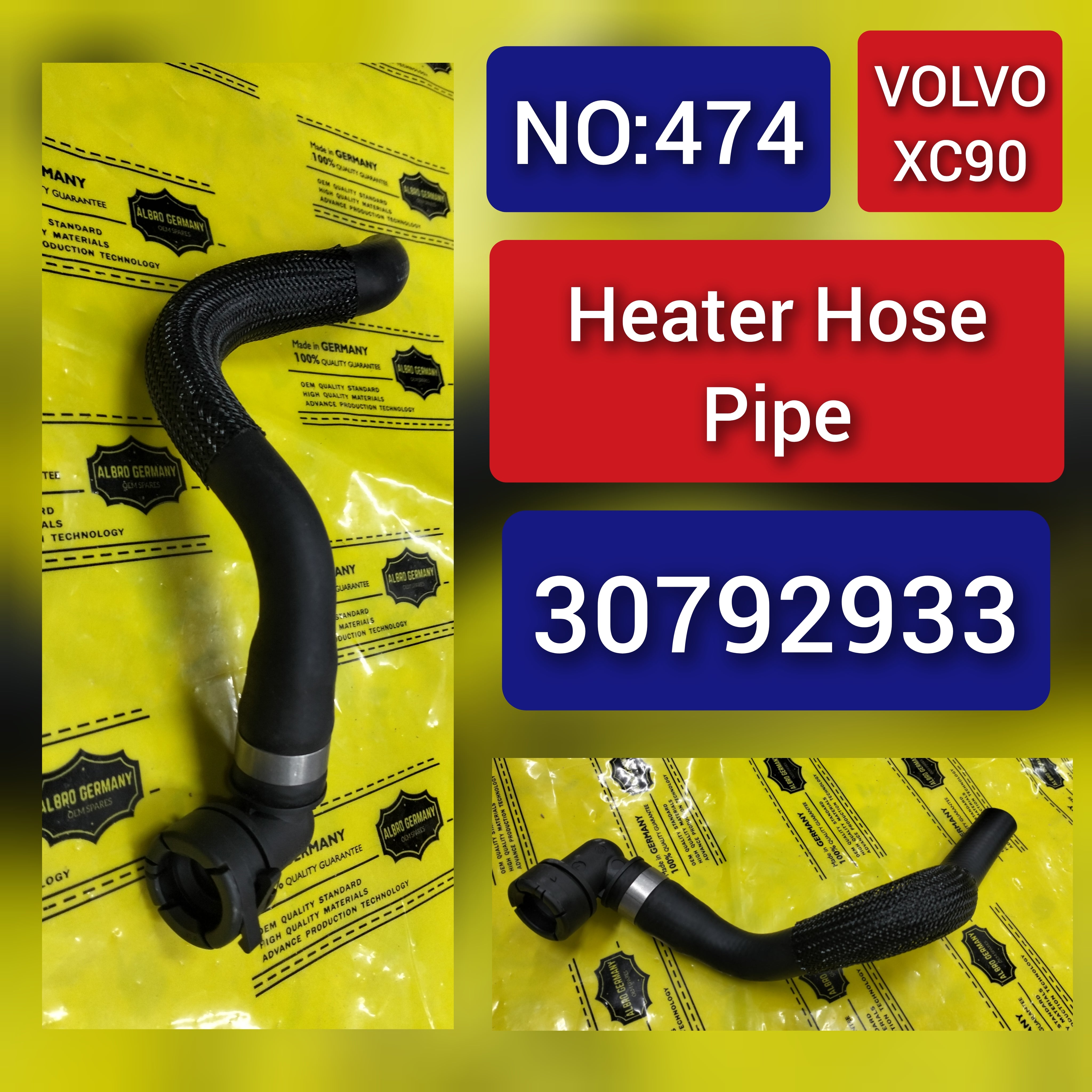 Heater Hose Pipe 30792933 For Volvo XC90 Tag-H-474
