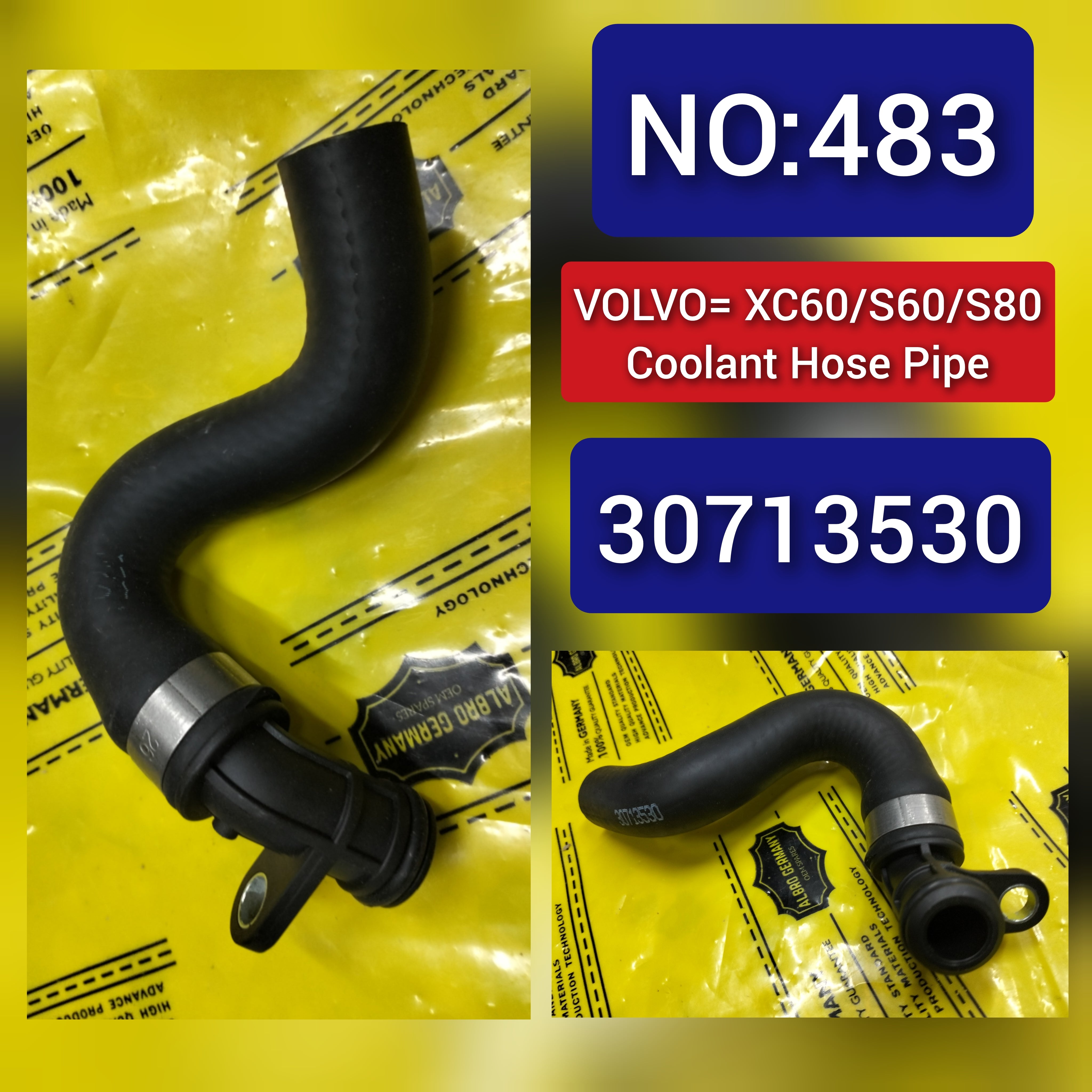 Coolant Hose Pipe 30713530 For Volvo XC60 S60 S80 Tag-H-483