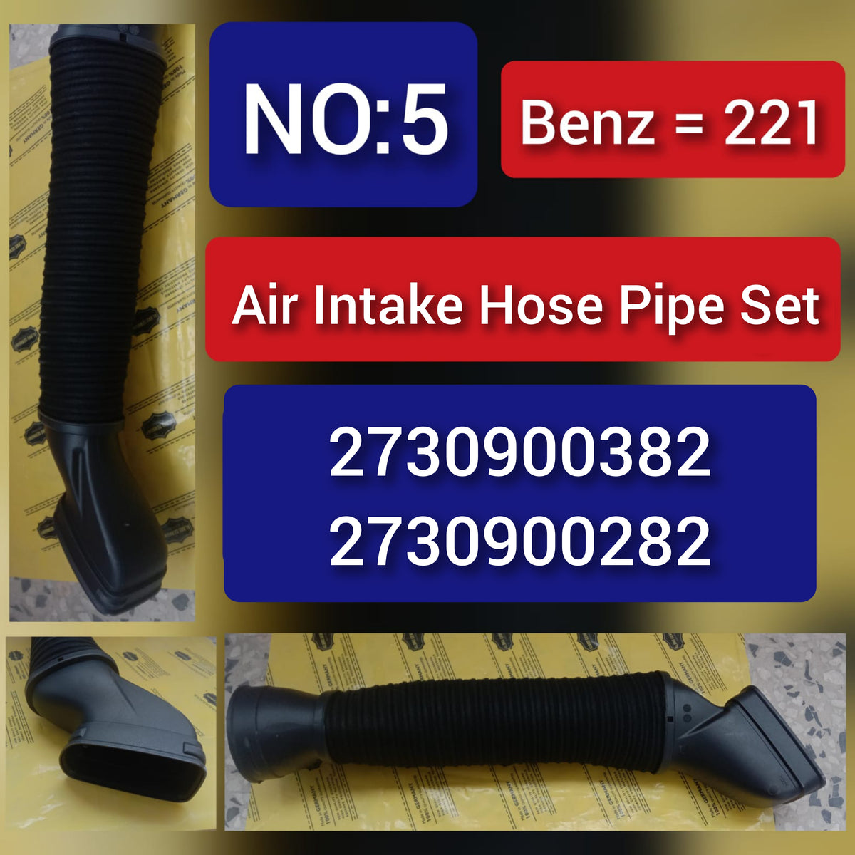 Air Intake Hose Pipe 2730900382 2730900282 Compatible With MERCEDES-BENZ S-CLASS W221 Tag-H-05