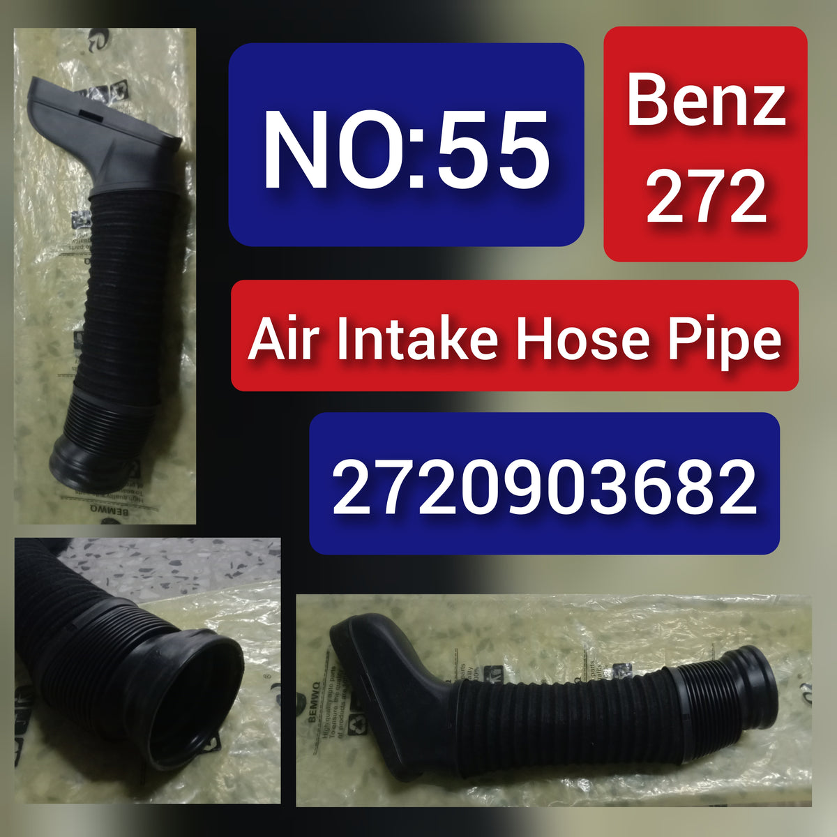 Intake Hose Pipe 2720903582 2720903682 2720901282 2720901382 A2720903682 A2720901282 Left Right For Mercedes-Benz C-CLASS W204 & E-CLASS W21 E350 C350 Tag-H-55