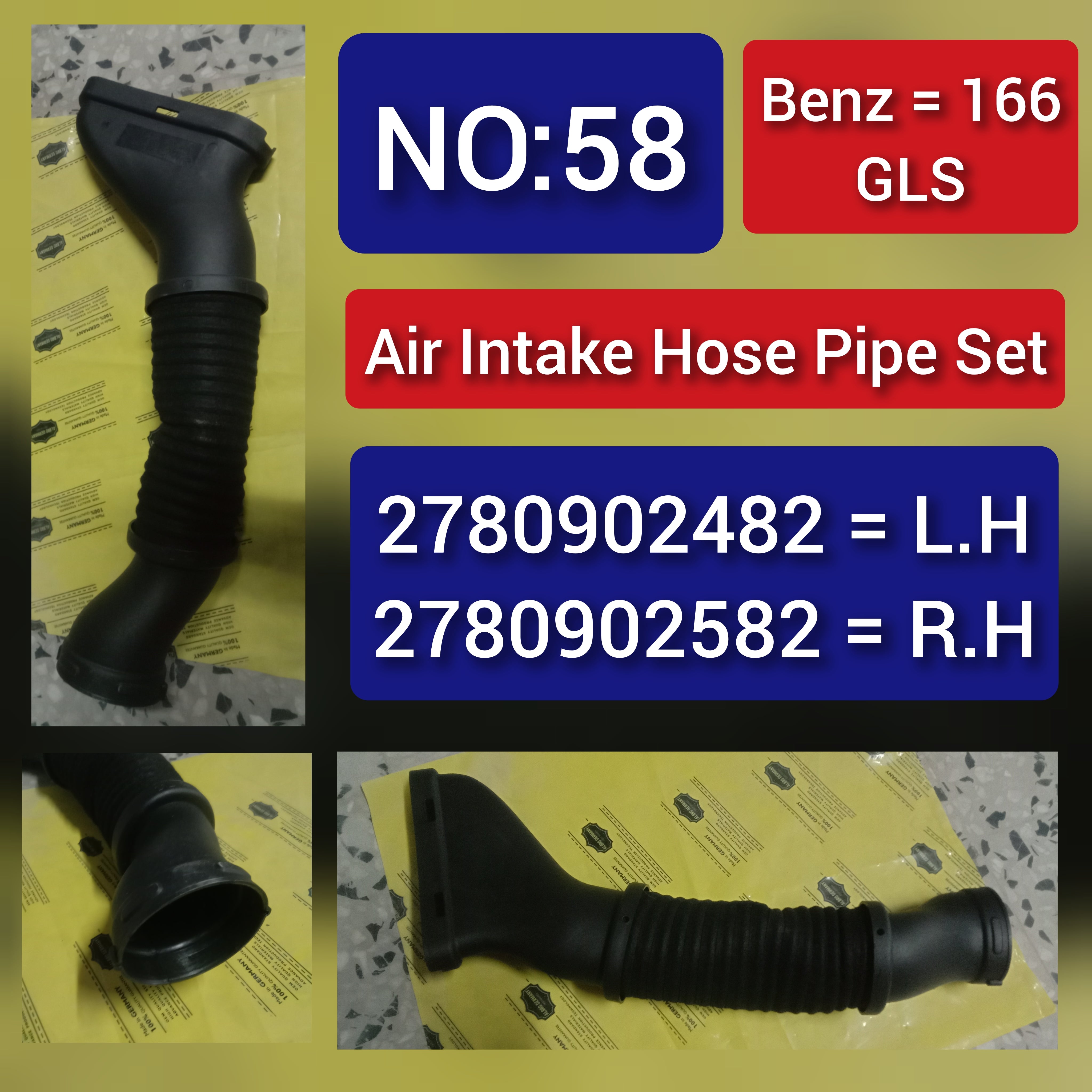 Intake Hose Pipe 2780902582 Left & 2780902482 Right For Mercedes-Benz GLS W166 Tag-H-58