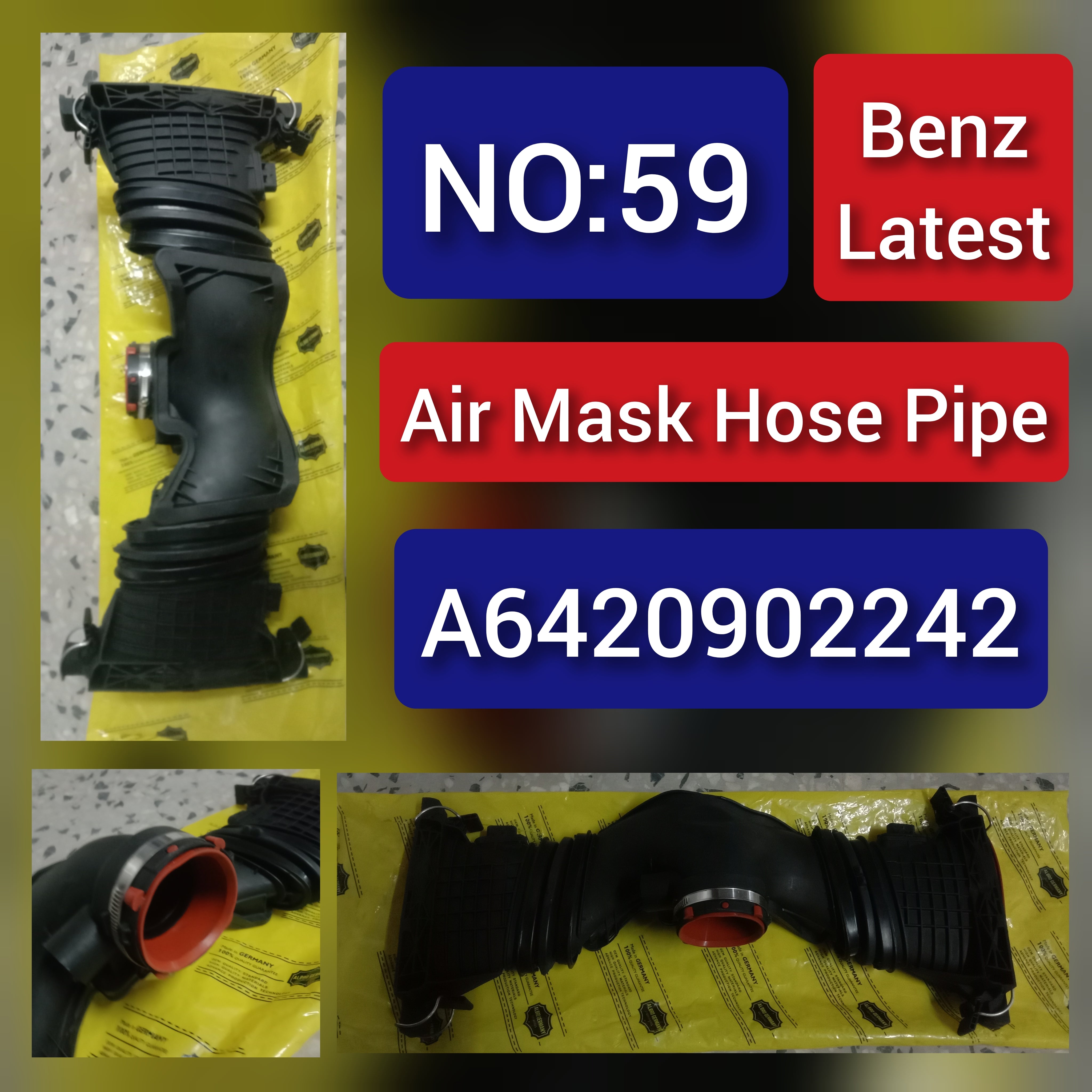 Air Mask Hose Pipe A6420902242 For Mercedes-Benz E-CLASS W211 W212 W213 & GL-CLASS X164, GLS X166, S-CLASS W221 W222Tag-H-59