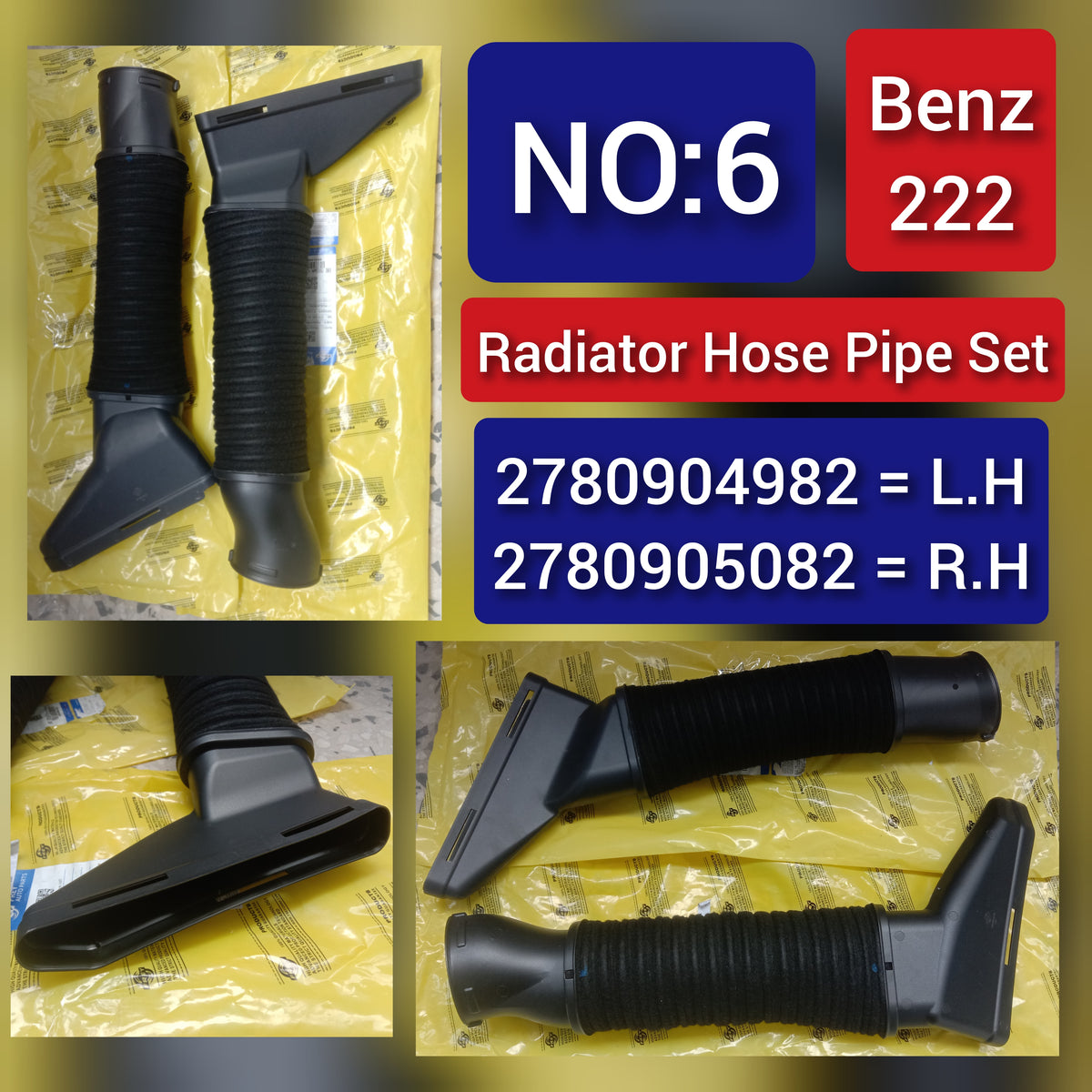 Intake Hose Pipe Left 2780904982 A2780904982 & Right 2780905082 Compatible With Mercedes-Benz S-CLASS W222 Tag-H-06