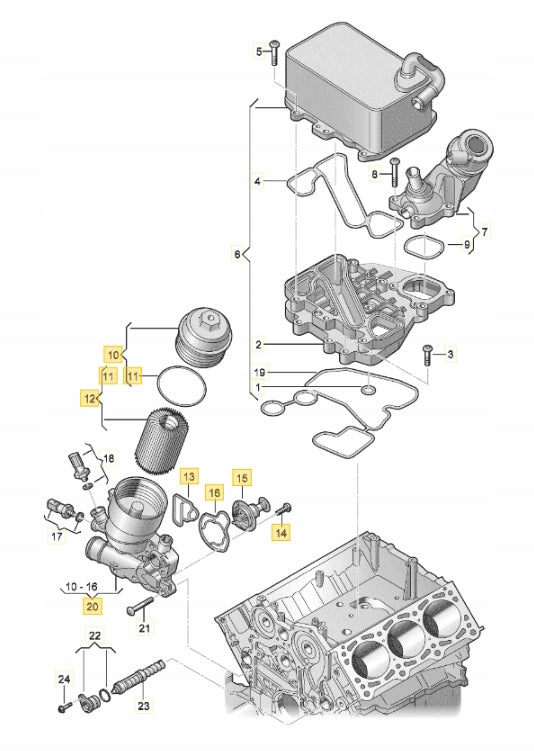059115389H OIL Cooler FOR AUDI A4 A6  A8 Q5 Q7  Tag-O-66