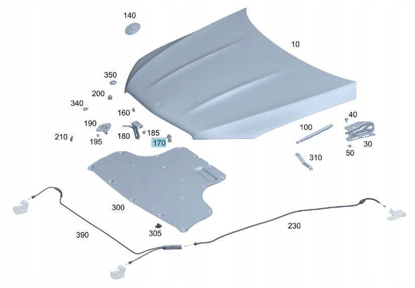 Bonnet Hood Spring Set Left & Right 1678809203 Compatible with MERCEEDES BENZ W167