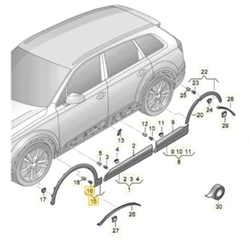 Front Right Wheel Arch (EYEBROW) 4M0853718J Compatible With AUDI Q7 4M (2016-2020) Tag No.90