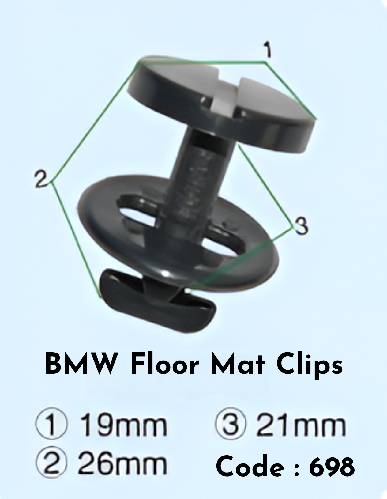 Floor Mat Clips (Set Of 10) Code:698 Compatible With BMW