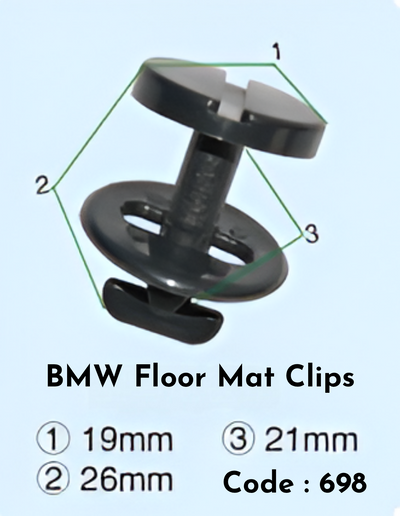 Floor Mat Clips (Set Of 10) Code:698 Compatible With BMW
