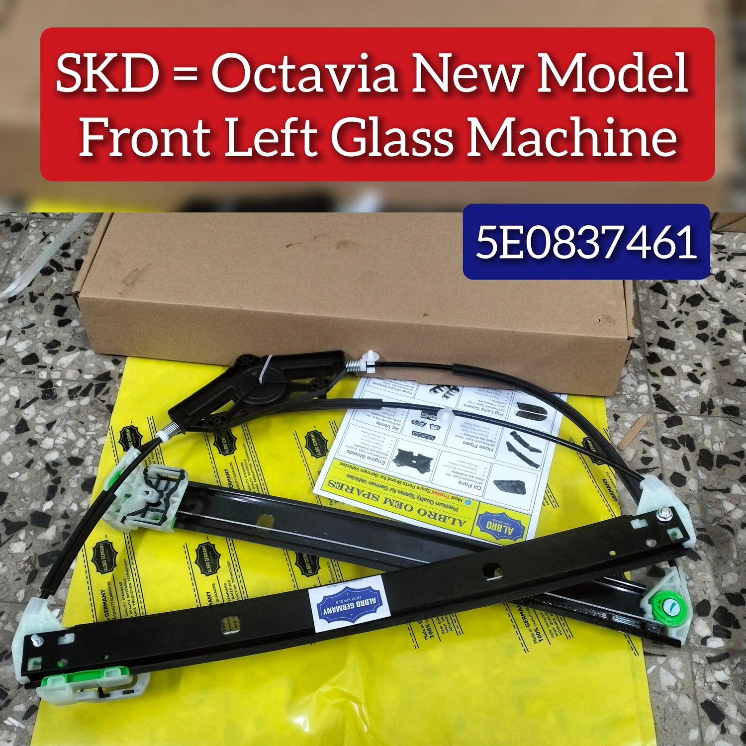 Front Left Power Window Regulator 5E0837461 5E0837461B 5ED837461 Compatible with SKODA OCTAVIA III (5E3, NL3, NR3)