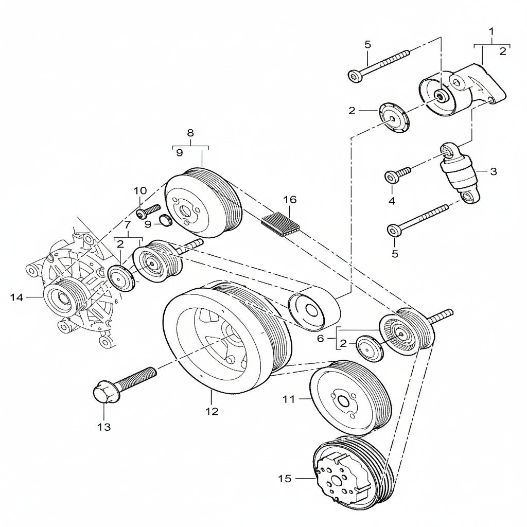 Belt Tensioner With Pulley 94810240323 Compatible With PORSCHE CAYENNE (92A)