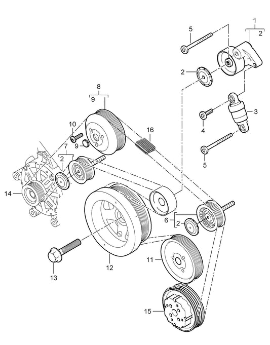 Belt Idler Pulley 94810211821 94810211820 94810211800 Compatible with PORSCHE CAYENNE (92A)