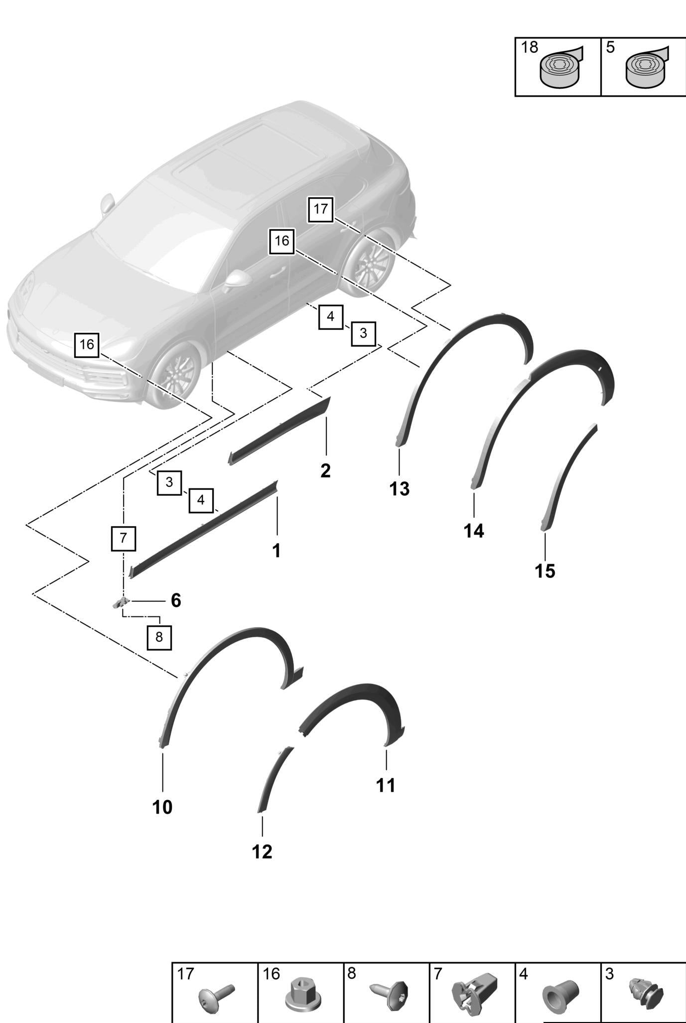 Front Left Wheel Arch (EYEBROW) 9Y0853718OK1 Compatible With Porsche Cayenne 2018