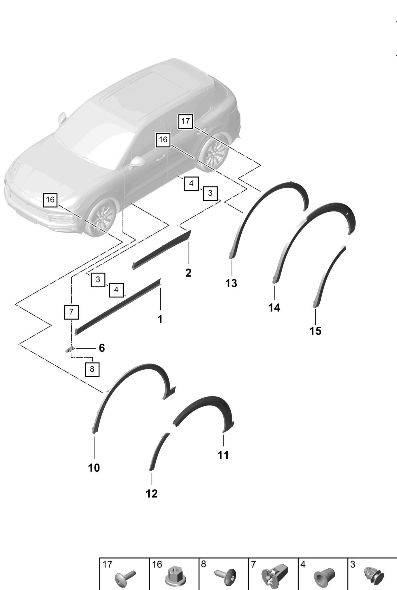 Rear Left Wheel Arch (EYEBROW) 9Y0854731K Compatible With Porsche Cayenne 2020