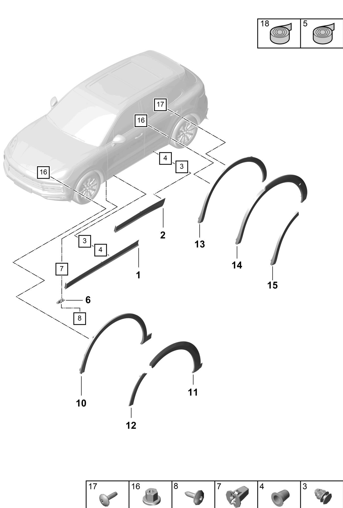 Rear Right Wheel Arch (EYEBROW) 9Y0854732K Compatible With Porsche Cayenne 2020