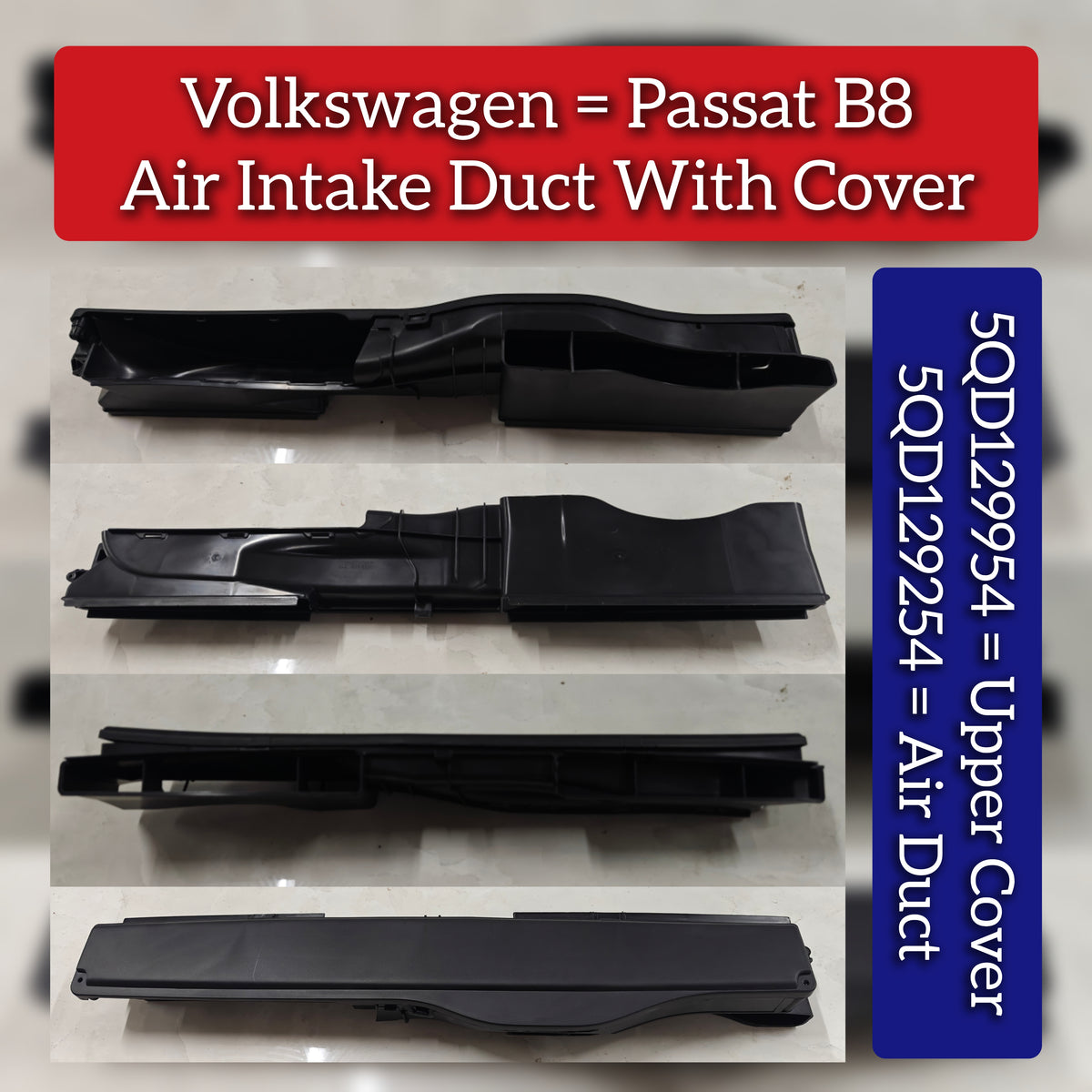 Air Duct 5QD129254 Compatible With Volkswagen PASSAT B8 (362) (2015-2020)