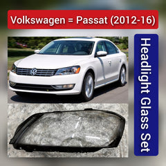 Front Headlight Glass Compatible with Volkswagen Passat 2012 - 2016.
