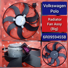 Engine Cooling Fan Motor Fan Assembly (Big) 6R0959455A 6Q0959455B Compatible With SKODA FABIA II (542) & VW POLO V (6R1, 6C1)