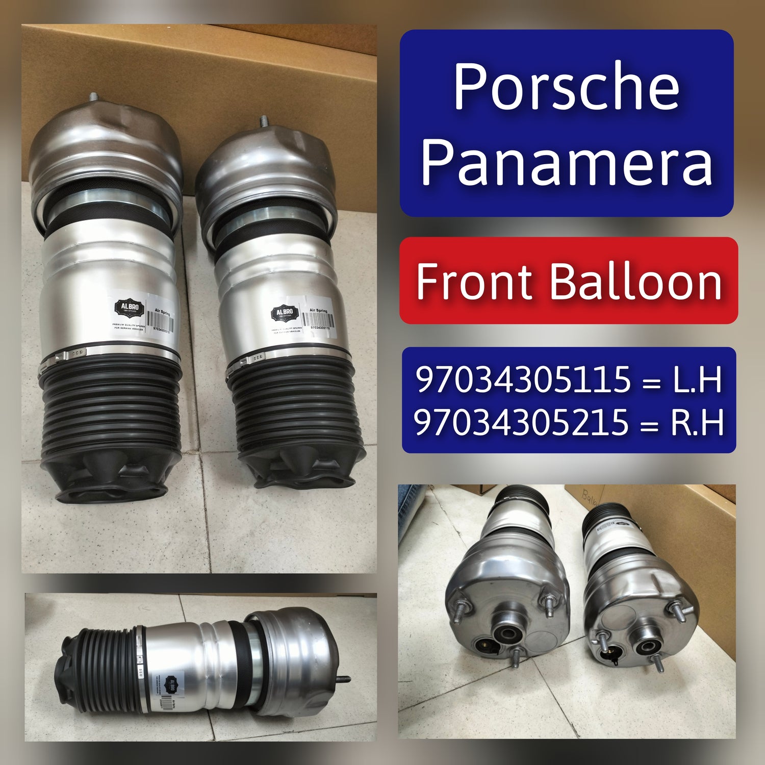 Front Left Air Suspension Spring Bag 97034305111 97034305112 97034305114 97034305115 Compatible With PORSCHE PANAMERA 970