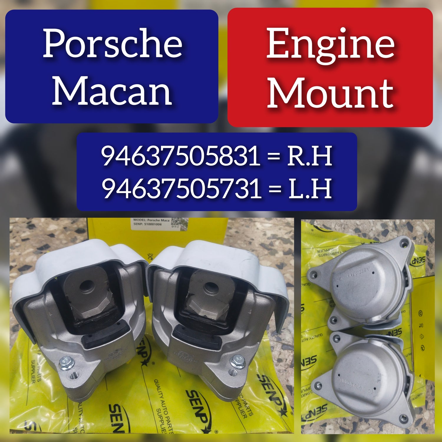 Engine Mount Compatible With PORSCHE MACAN (95B)  Engine Mount Left 94637505731 & Right 94637505831