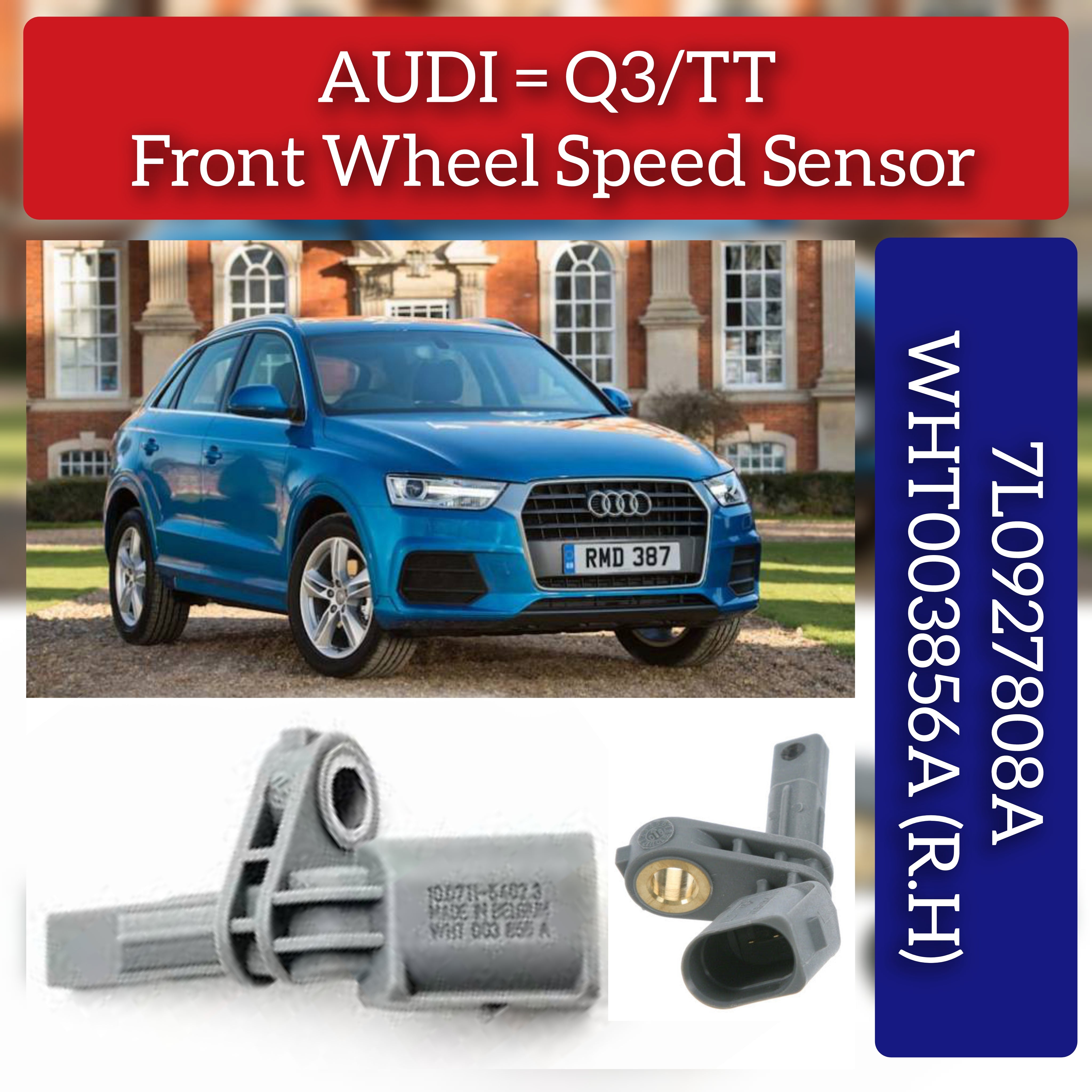 Rear Right ABS Wheel Speed Sensor Grey 7L0927808A 7L0927808B WHT003856A WHT003856B WHT003856C Compatible With AUDI Q7 4LB & Q3 8UB