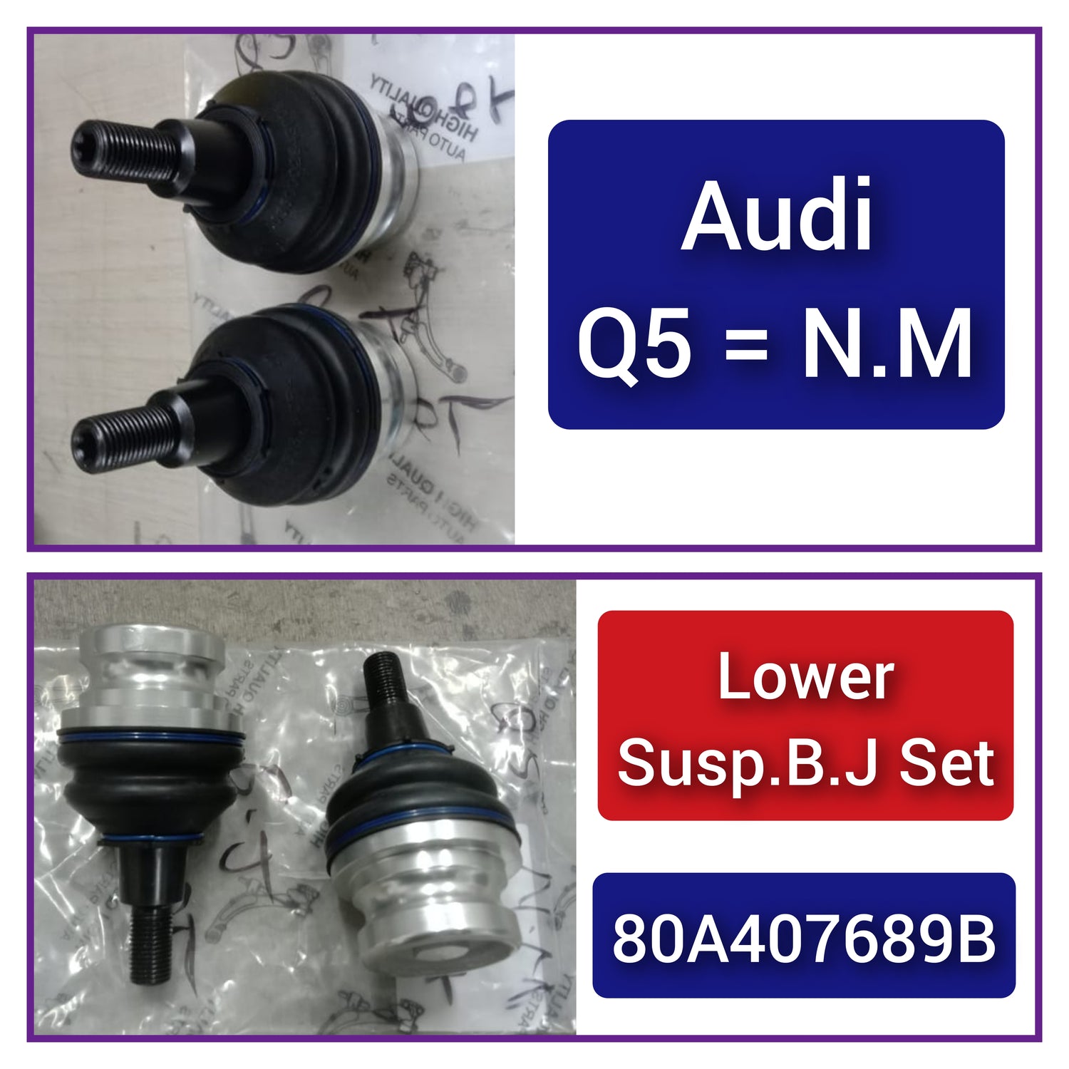 Front Lower Ball Joint  Right & Left 80A407689B Set Compatible With AUDI A6 A7 Q5