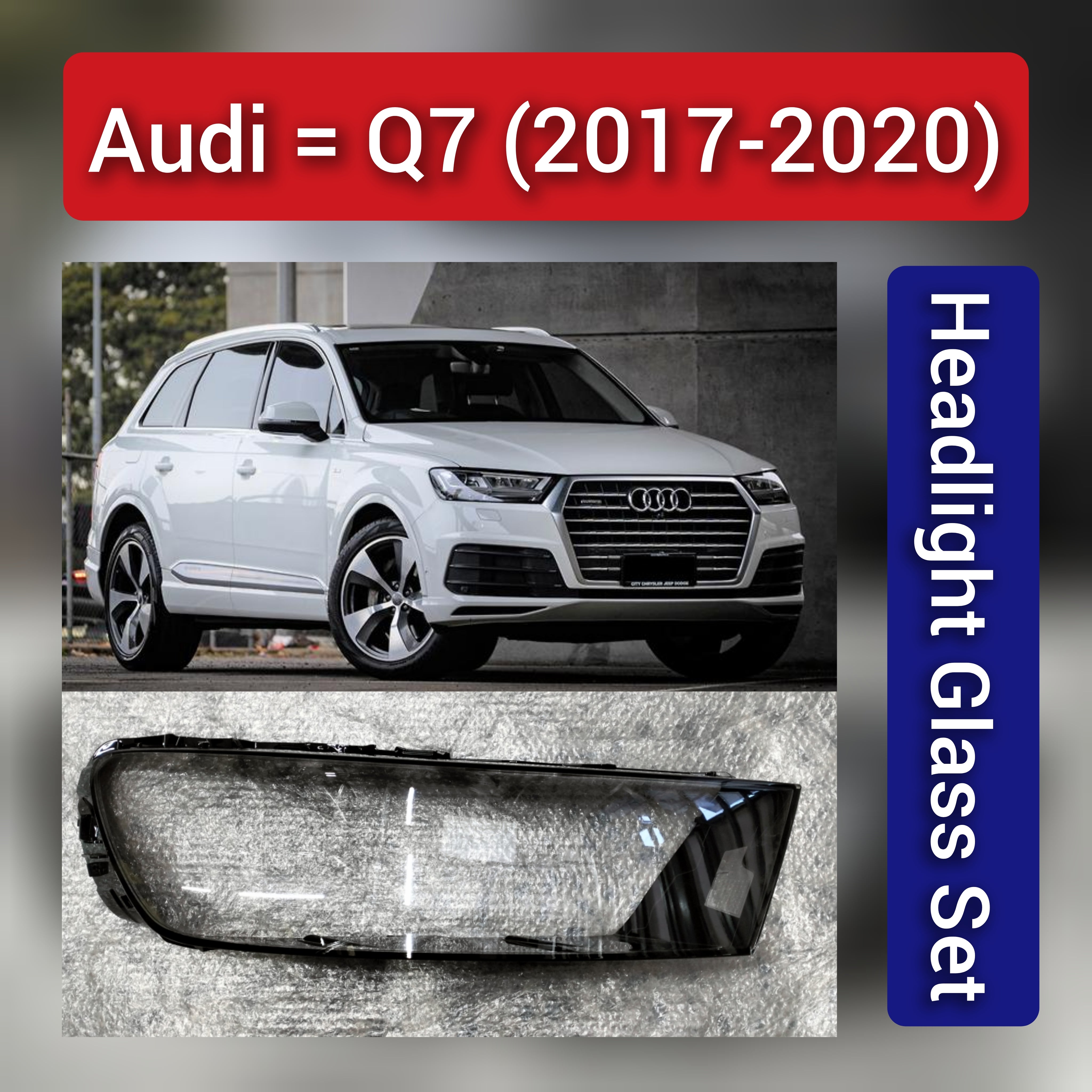Front Headlight Glass Compatible with Audi Audi Q7-2017-20.