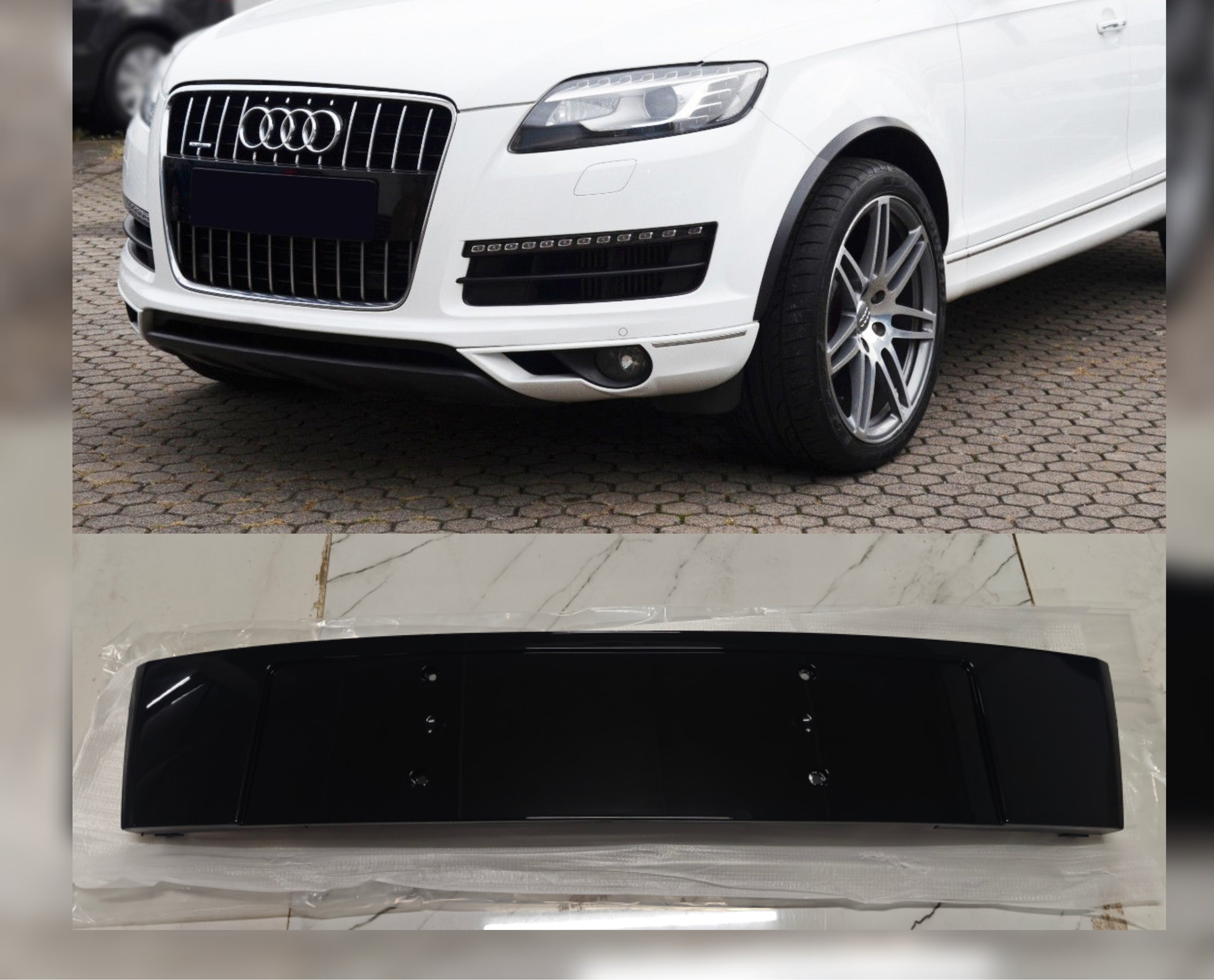 Glossy Black Licence Plate Grill 4L0807285D Compatible With Audi Q7 4L Old Model